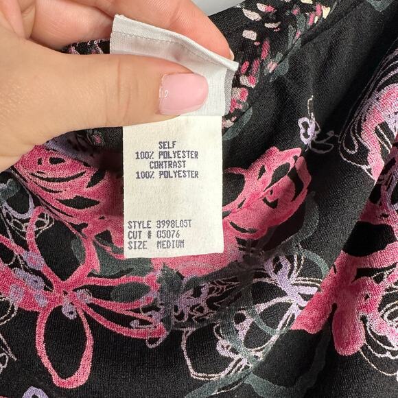 NWT Bundle of Joy Women's Vintage Black and Pink Floral‎ A-Line Skirt Size M - Picture 3 of 7